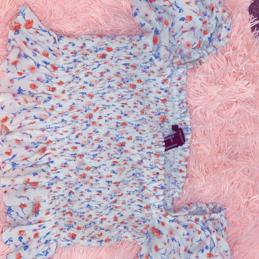 Floral Smocked Top with Puff Sleeves